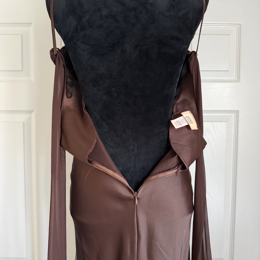 Juno Dress Womens S Brown Chiffon Maxi Slip USA Formal Evening Milkmaid Babydoll - Picture 6 of 13